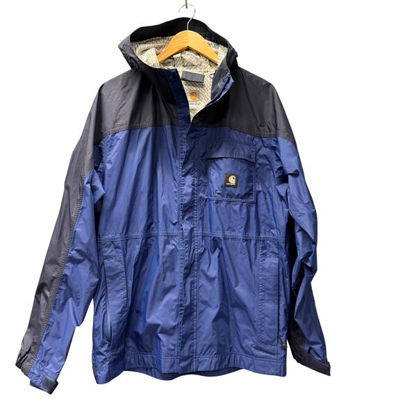 Carhartt Other - Carhartt Huron Jacket Ripstop Waterproof Nylon Roll Up Hood Full Zip Blue Mens M